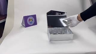 Niestandardowe wydrukowane metalowe kartki srebrne magnetyczne pudełko z wkładką z tworzywa sztucznego